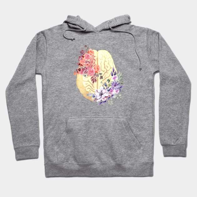 Floral Brain Anatomy Hoodie by Bluepress